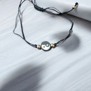 Corded Black Ying yang bracelet